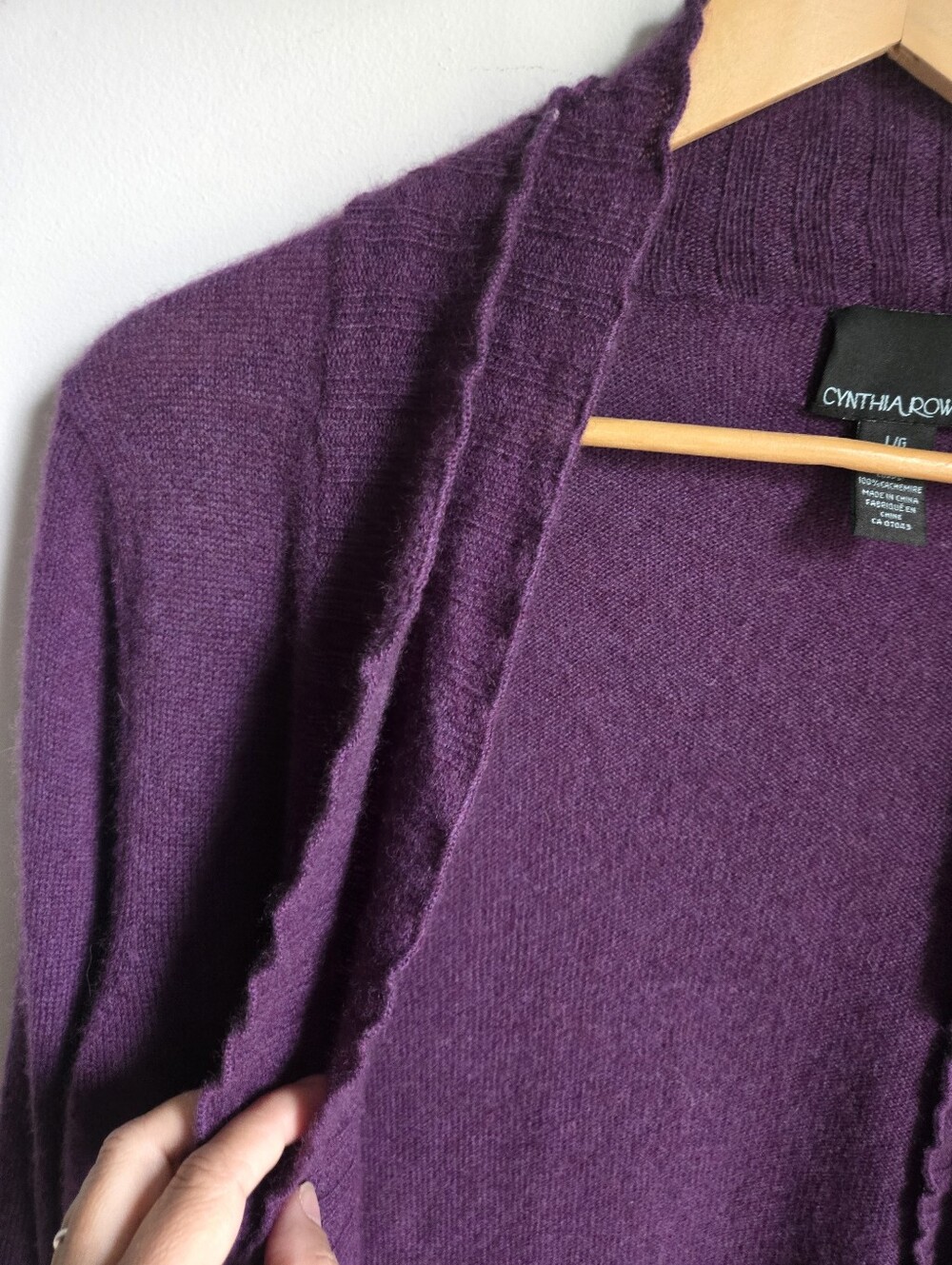 CYNTHIA ROWLEY Deep Purple Ruffle-Trim Cashmere Open Cardigan - Picture 4 of 8